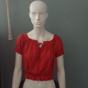 Forever 21 orange off the shoulder crop top